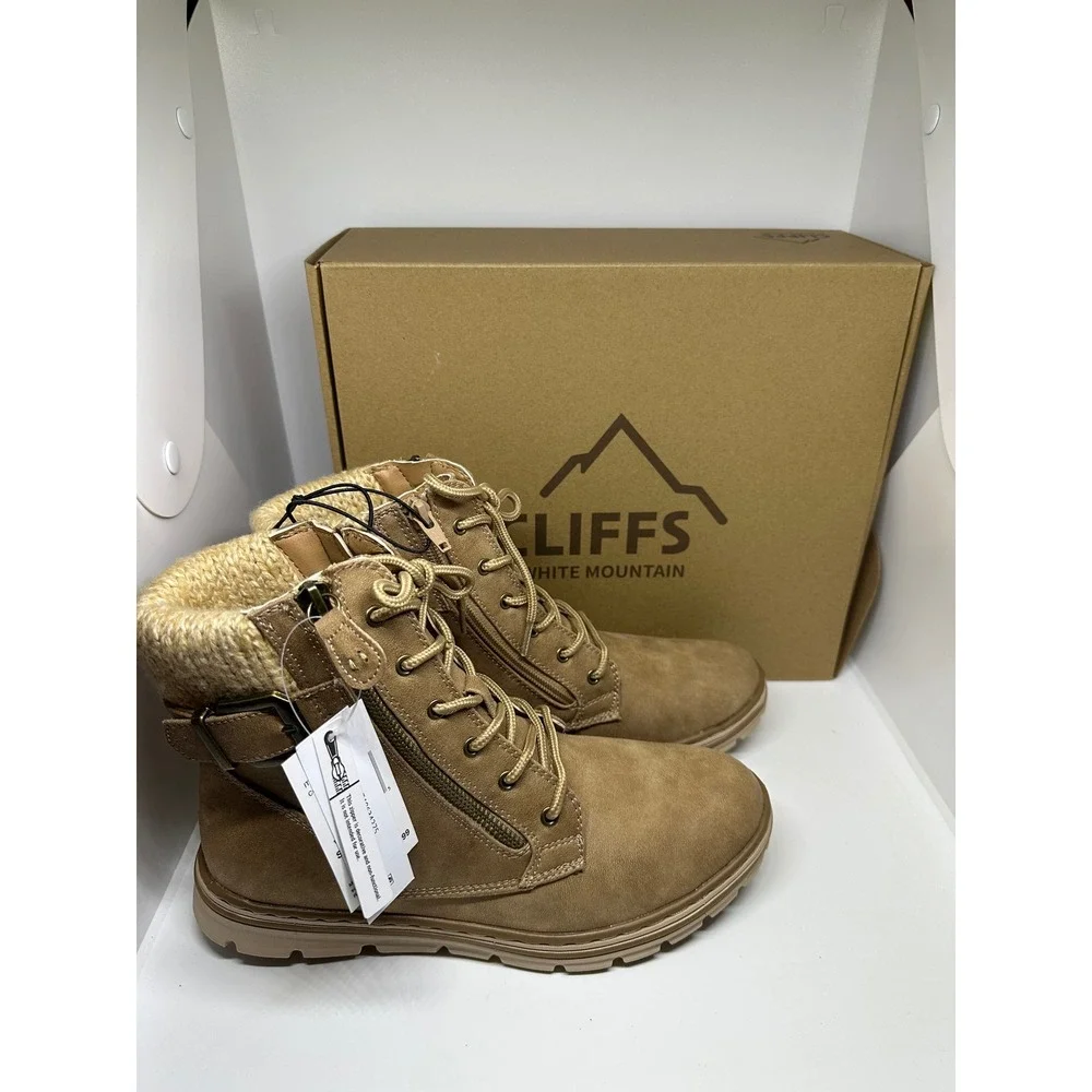 Cliffs by White Mountain Kelsie Womens Boots 8.5M Natural Tan Hiking Knit 319052 - Picture 2 of 6